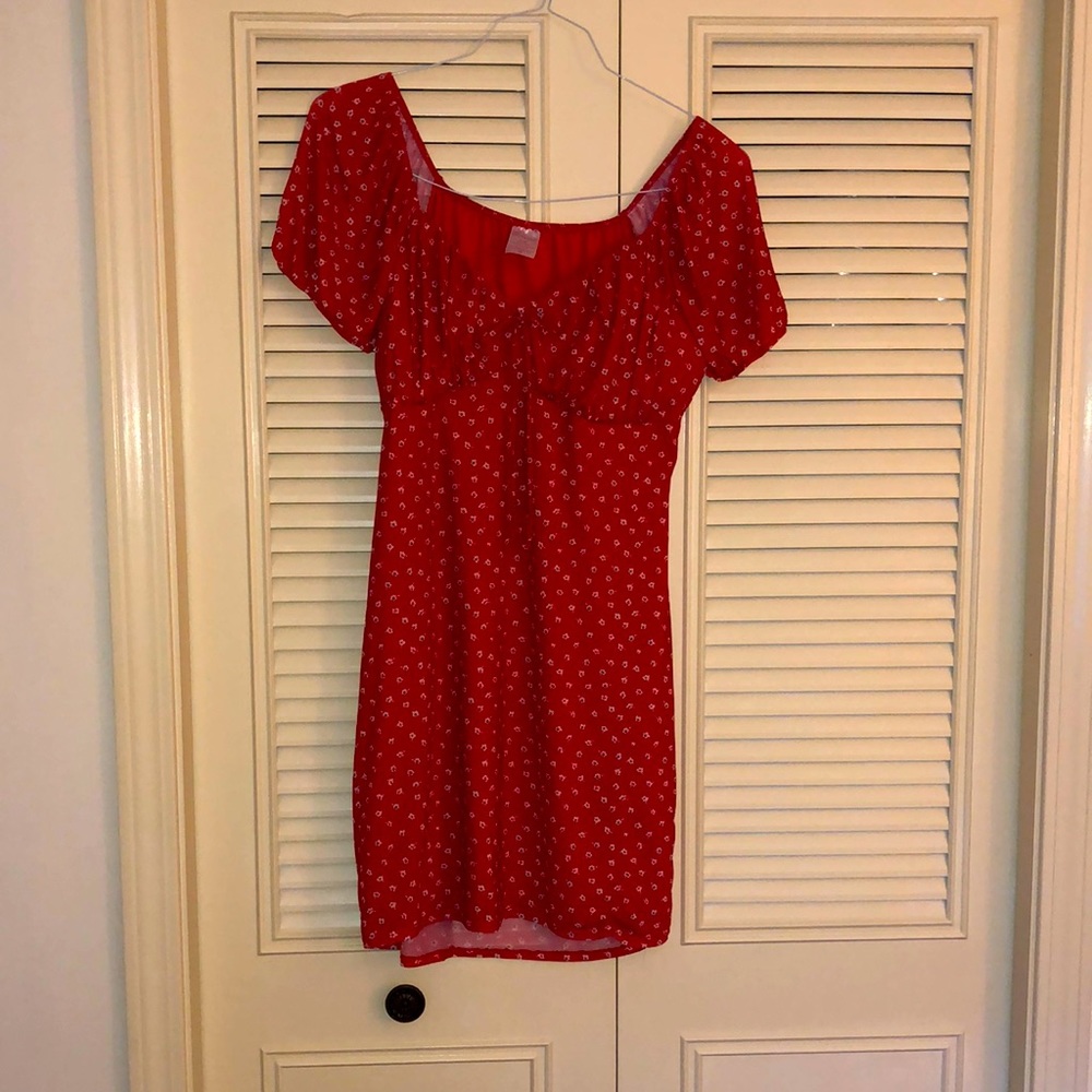 Red floral dress